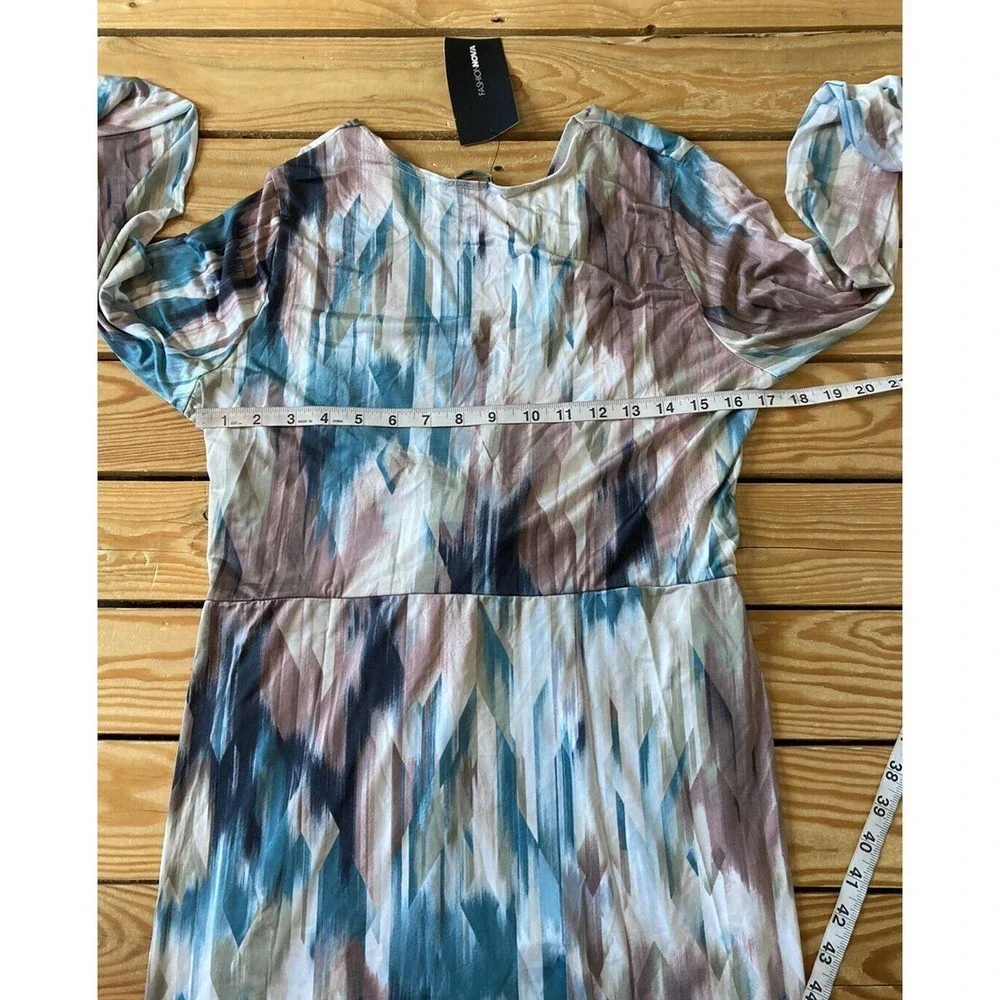NWT Fashion Nova Appreciate The Arts Long Sleeve Dress 2X Abstract Twist Front - Picture 8 of 9